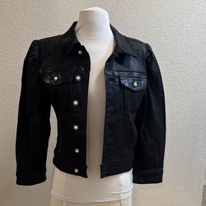 Retrofete ADA Black Denim Jean Jacket with Pearl Accents